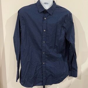 Banana Republic Factory Dark Blue Dot Patterned Button Down Shirt XL Slim Fit
